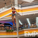 Diana swinging into a mall, as one dies.